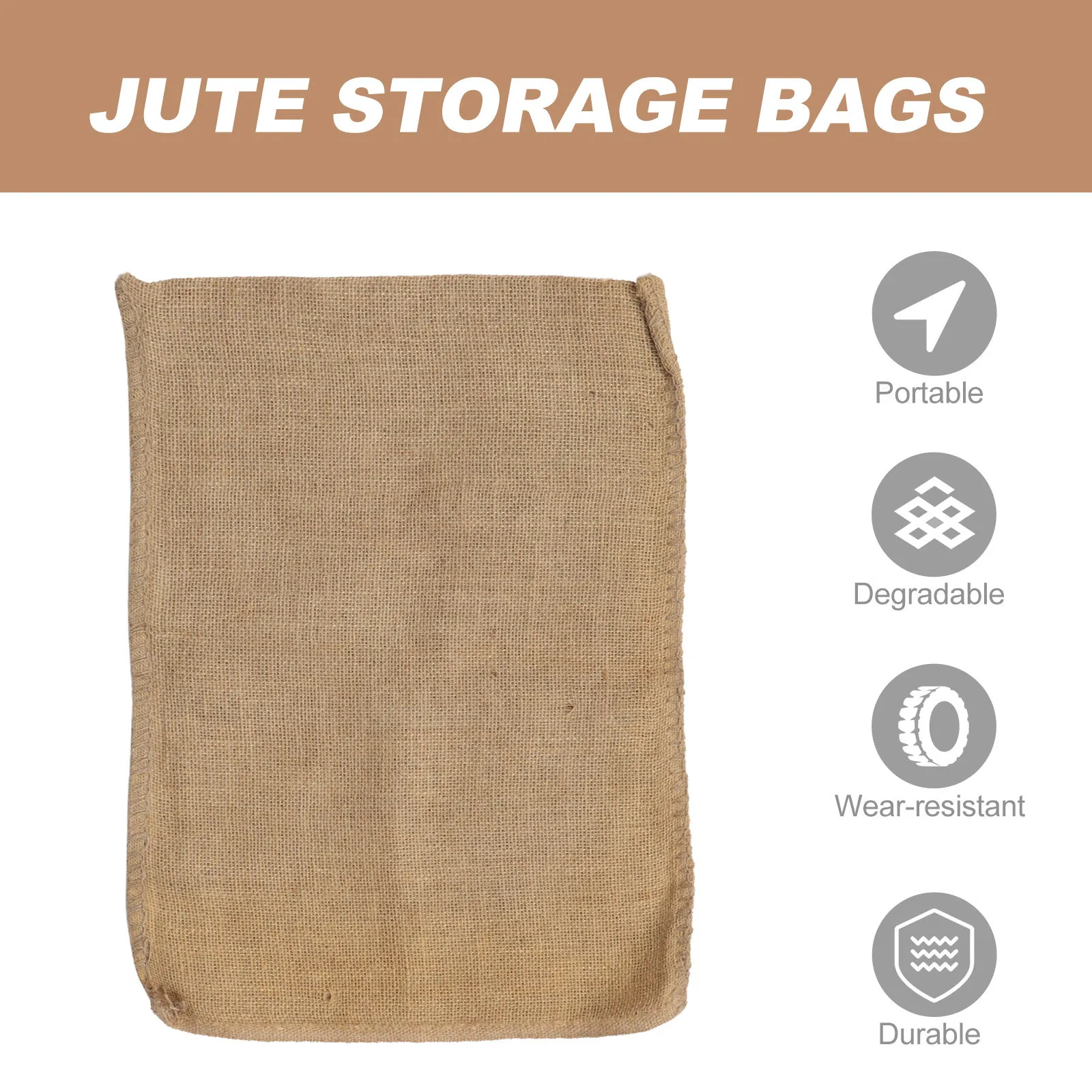 3Pcs Reusable Jute Bag Thicken Sacks for Potatoes Vegetables Sand Storage Ecofriendly Rustic Texture Home Outdoor