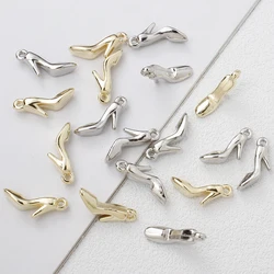 100Pcs 12x28mm CCB Plastic Pendant Charm Gold Silver Color High Heels Shape For Bracelet Necklace Earrings DIY Jewelry Making