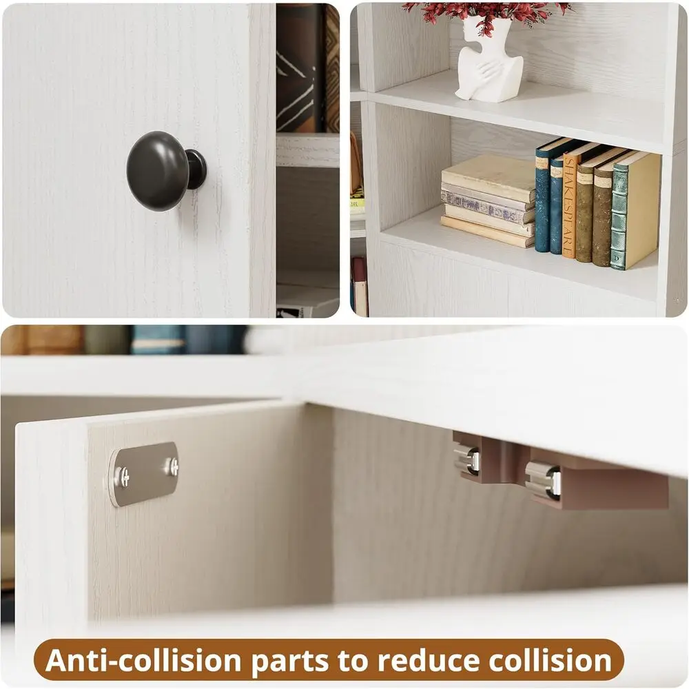 رف كتب وخزانة كتب زاوية من IRONCK مع خزائن تخزين و7 أرفف من طبقات، مجموعة أرفف تخزين بارتفاع 71 بوصة #4