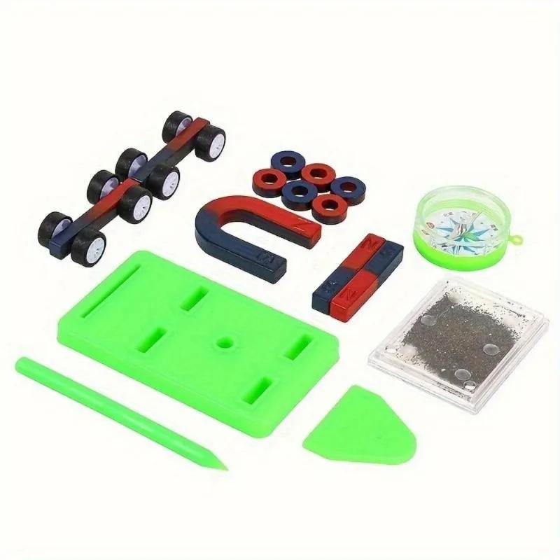 1Pc Brain-boosting Science Magnet Experiment Kit Bar Ring Horseshoe Compass Car Magnets Educational Teaching Tool for Learning