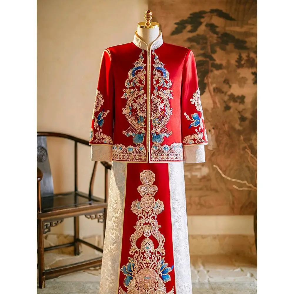 Xiuhe Groom 2024 New Wedding Chinese Dress Tang Dress Toast Dress Xiukimono Men's Dragon and Phoenix Coat