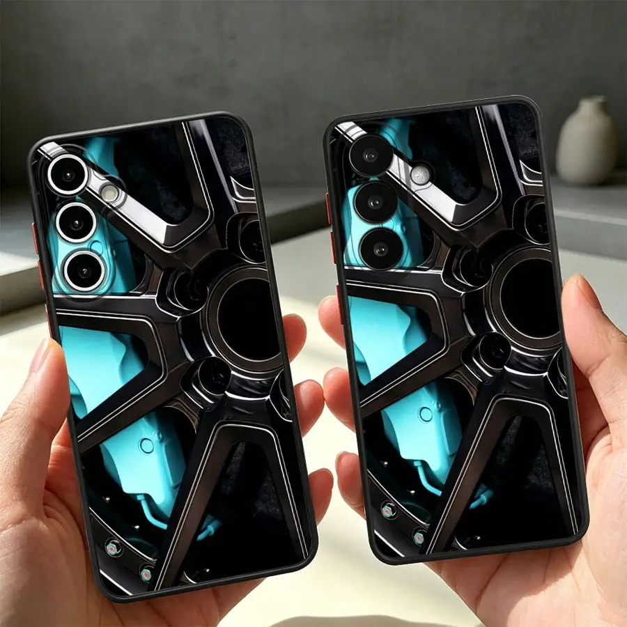 Case for Samsung Galaxy A53 A73 A33 A17 A52 A35 A34 A36 A14 A23 A16 A15 A54 A56 A55 A52S A72 Phone Cover Turquoise Car Wheel