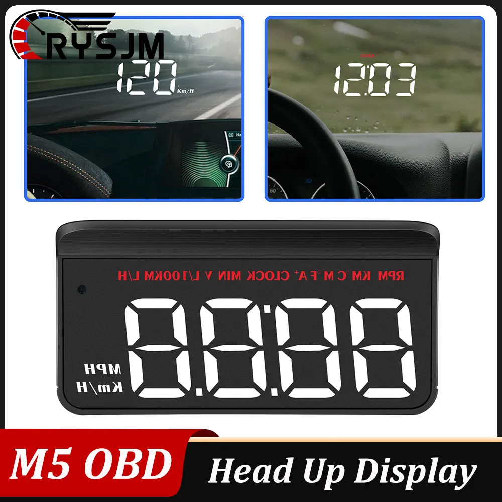 

M5 Windshield Projector Car OBD Head Up Display Fuel Consumption Voltage Water Temp Overspeed Alarm Car Electronic Accessories