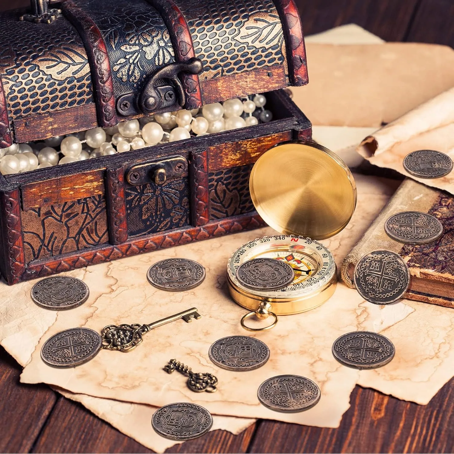Fake Pirate Gold Coins Plastic Treasure Coins for Pirate Festival Halloween Party Favors Decorations Treasure Game view 6