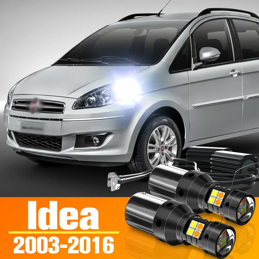 Luz LED de circulación diurna para Fiat Idea, señal de giro de modo Dual, 2 piezas, DRL, accesorios, Bombilla 2003-2016 2009 2010 2011 2012 2013 2014