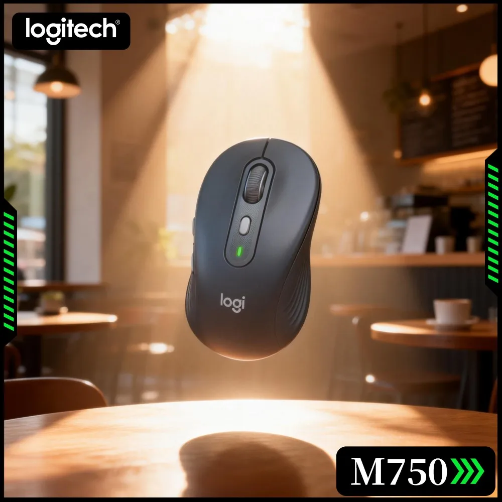 Logitech M750 Contoured Wireless Mouse Bluetooth 2.4G Dual Mode Quiet Feedback Portable Frame For Business Trip
