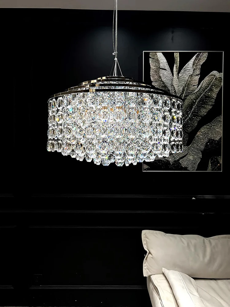 Kristal Pendant Lights Luxury Hanging Lamp for Ceiling Modern Crystal Home Deco Golden Chrome Stainless Steel Living Room Lustre