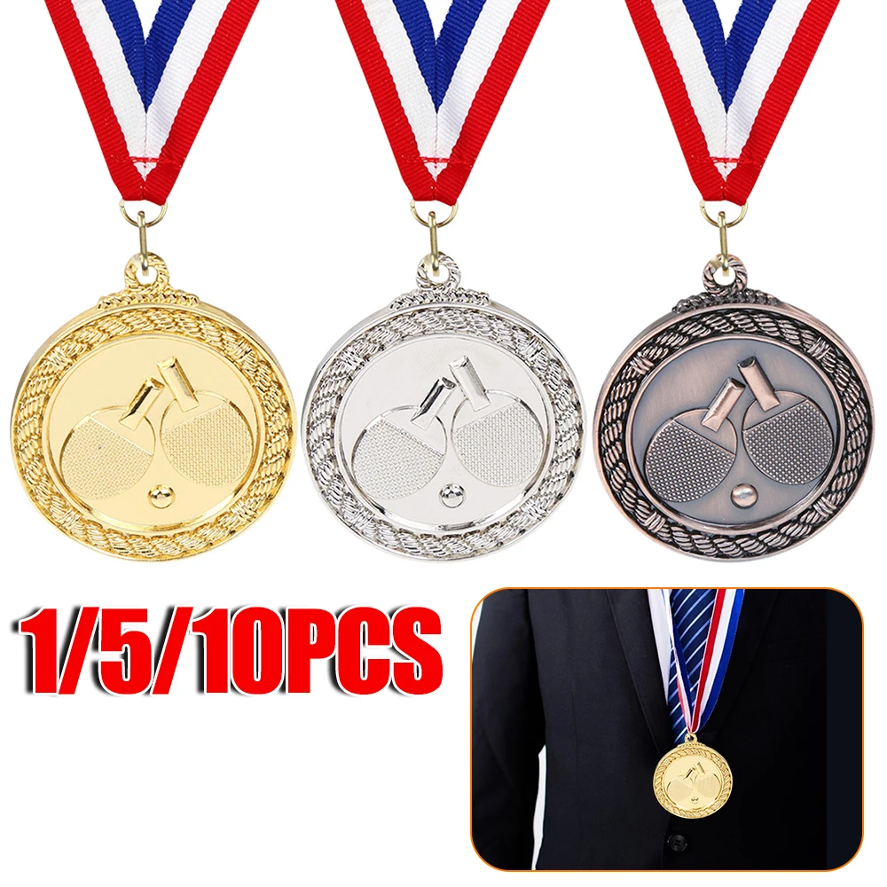 

1/5/10pcs Table Tenni Medal 5cm Ping Pong Ball Medal Zinc Alloy Table Tennis Medal Sports Competition Gold/Silver/Bronze Medal