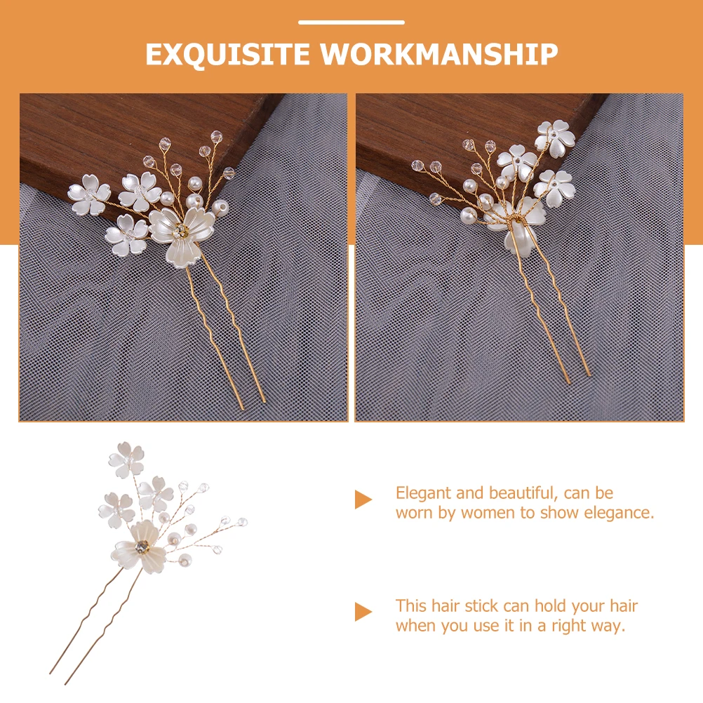 

Pearl Flower Hairpin Lightweight Safe Simple WomenHairFork GirlsHairpin HairBunDecoration Bridal Wedding Prom