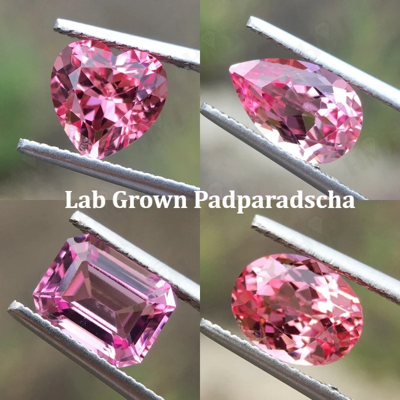 Laboratório cultivado padparadscha safira oval/pêra/esmeralda/forma de coração pedra preciosa solta agl selecionável para fazer jóias materiais contas