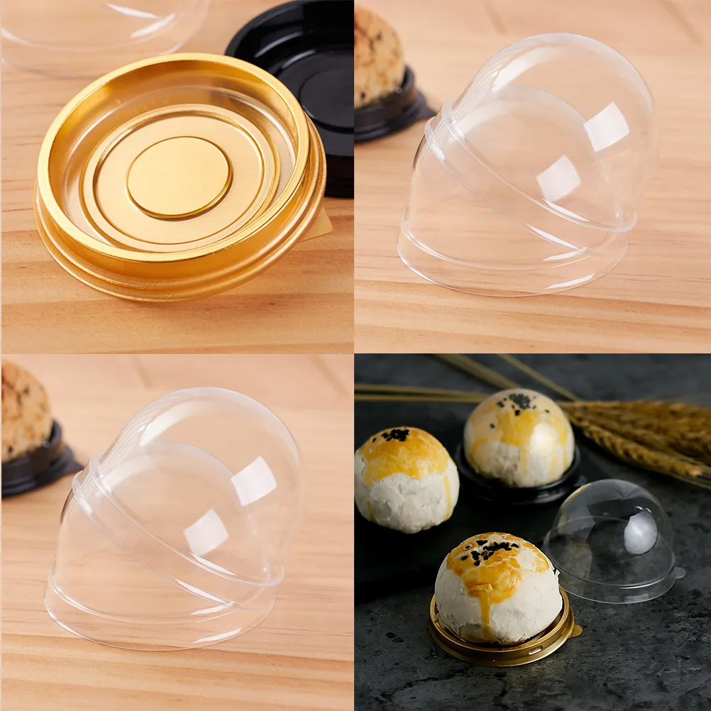 50pcs Mooncake Blister Box Round Transparent Plastic Food Grade Waterproof Packaging For Cake Cupcake Wedding Birthday Party