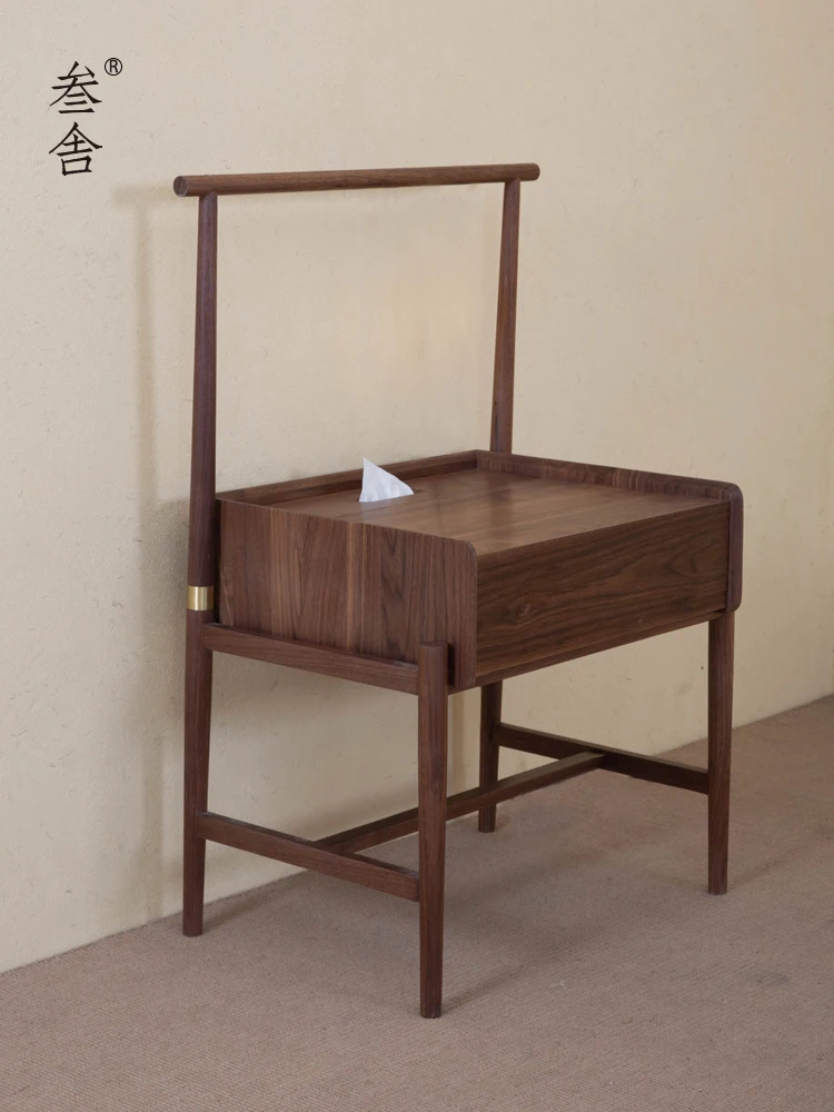 

Chinese style bedside table, black walnut solid wood