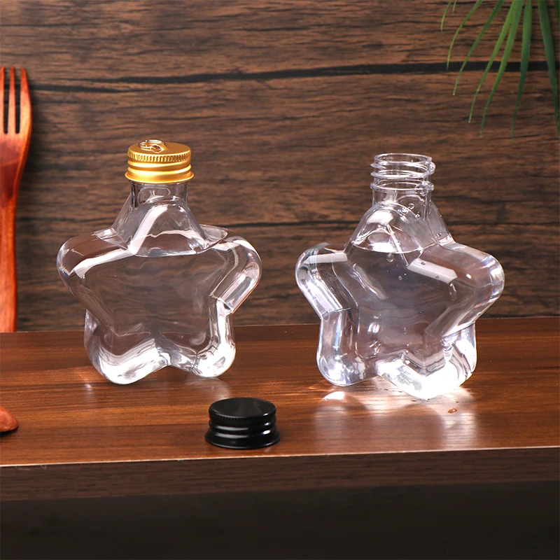 200ML Cute Star Plastic Bottle Clear Milk Tea Coffee Bottle Transparent Drinking Bottle Water Cup Juicing Beverage Bottles