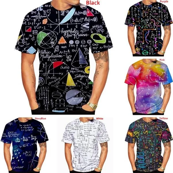 

Summer New Mathematical Formula Printed Short Sleeve Fashion Men's/Women's O-neck Casual Top Loose Summer Shirt T-shirt