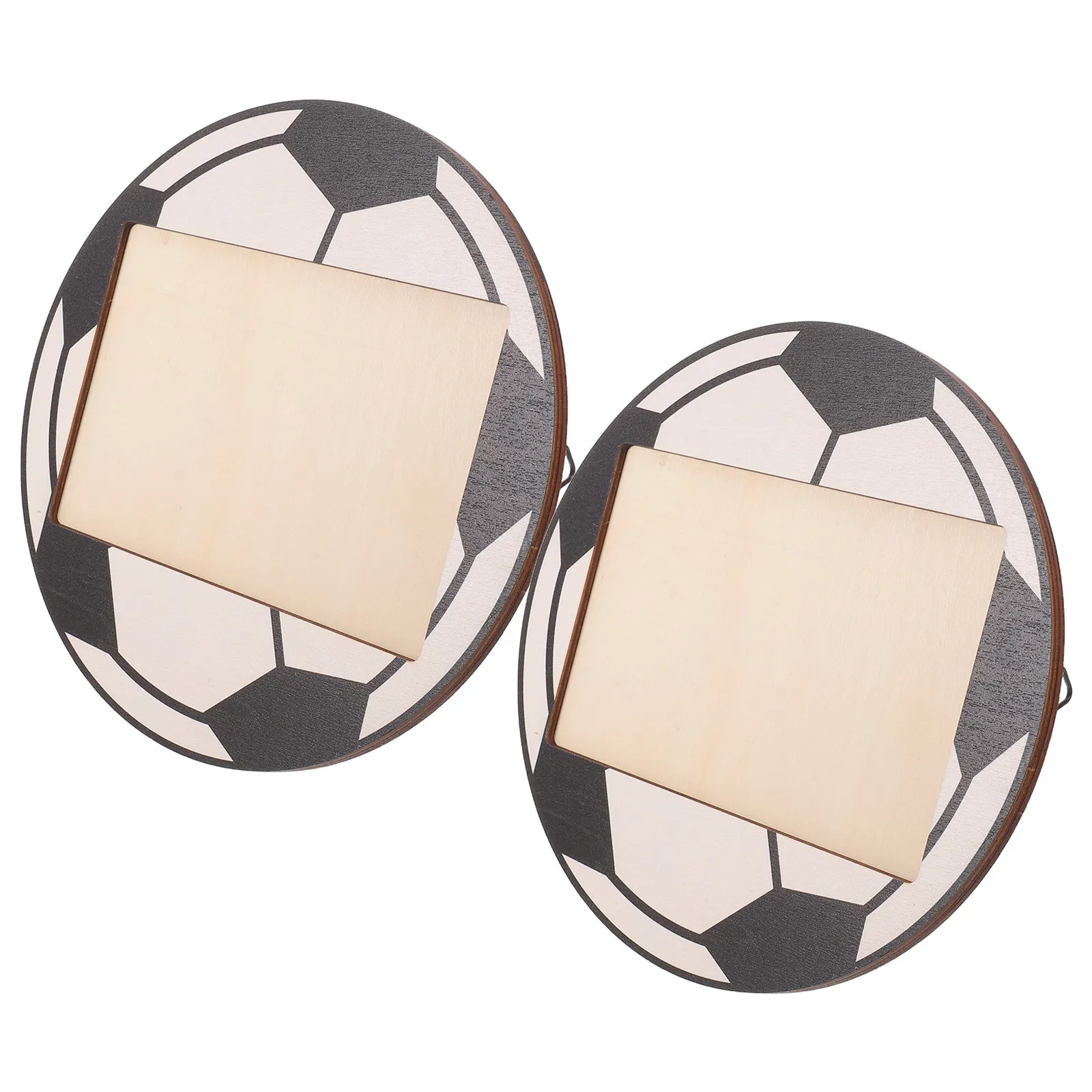 2Pcs Wood Soccer Ball Picture Frame Football Shaped Design 4x6 Inch Tabletop Wall Hanging Sports Team Award Display Frame