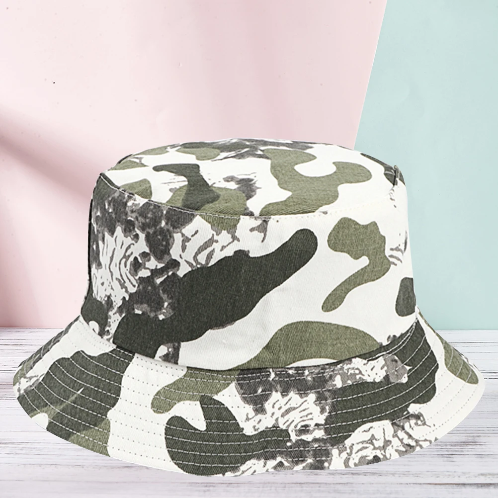 

Camo Bucket Hat Fashion Sunhat Wide Brim UV Protection Outdoor Sports Hiking Fishing Vacation Summer Wear Cotton Material Soft