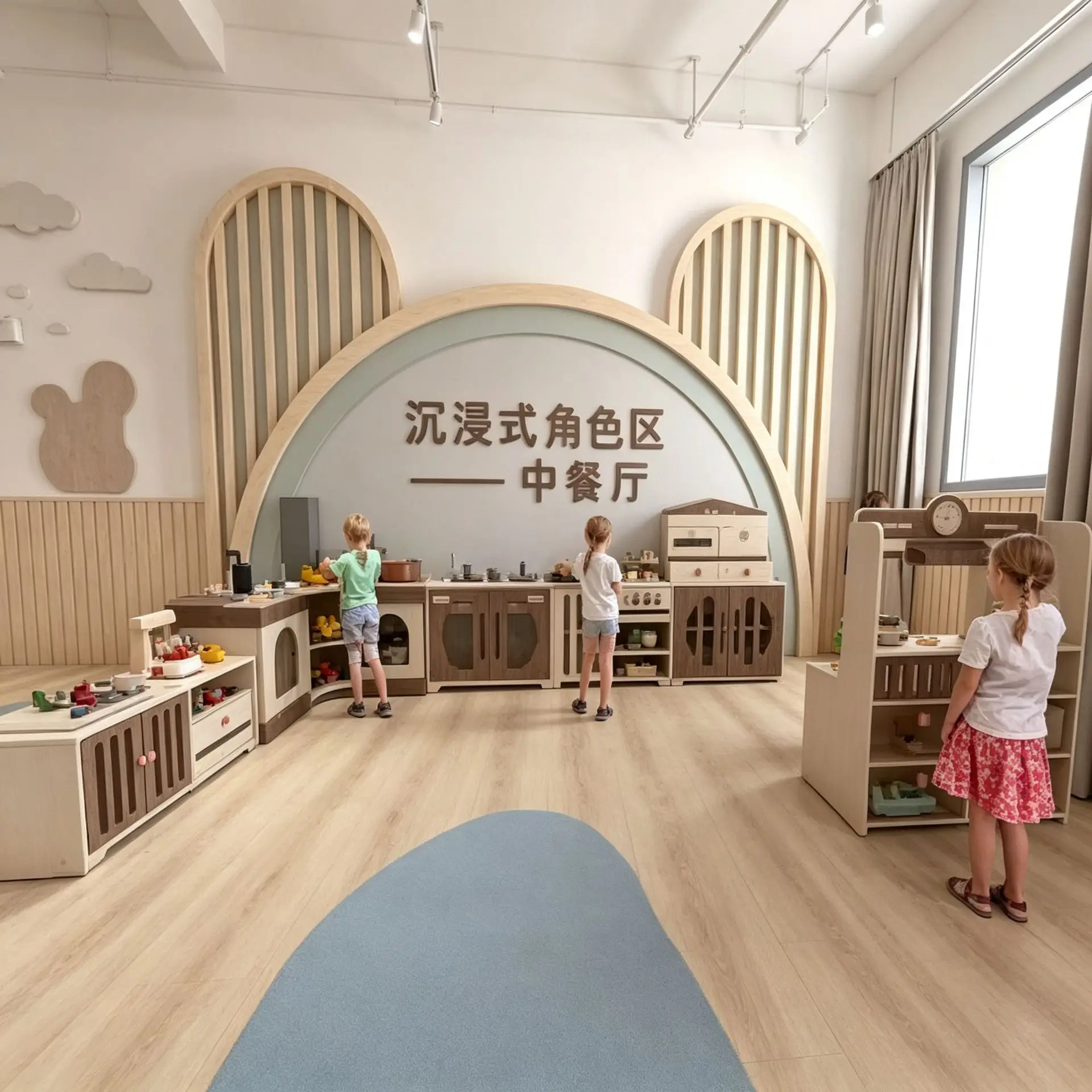 Kindergarten children's simulation kitchen playing house wooden toys professional experience role-playing commercial