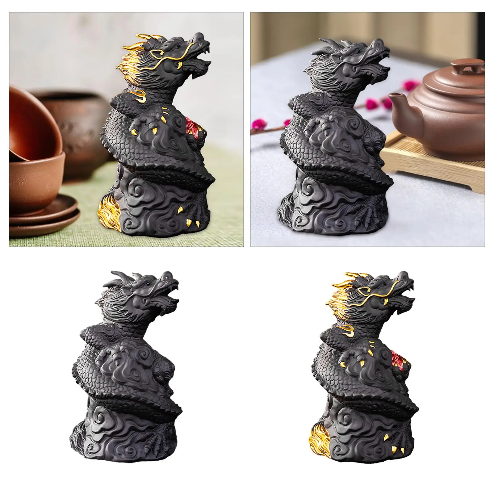 Chinese Tea Pet Dragon Sculpture Vivid Clay Retro Creative Kung Fu Tea Pet Tea Set Decoration for Tearoom Desktop Tea Table Desk