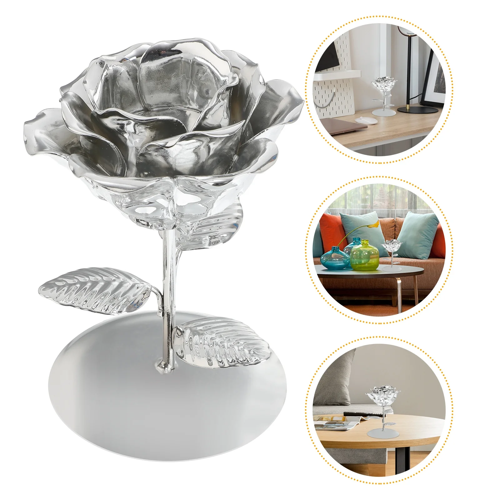 

1Pcs Electroplated Flower Candlestick Nordic Style Stylish Candleholder Decorative Home Restaurant Banquet Ornament