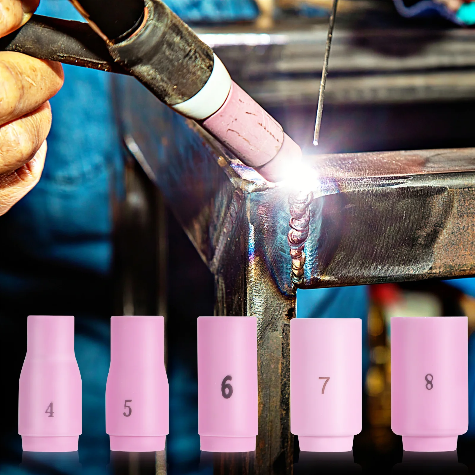 

1Set Welding Torch Kit Industrial Gas Lens Tig Torch Body Welding Nozzle Set Gas Lens Cup Gaskets,