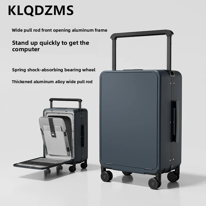 KLQDZMS ABS+PC Luggage Front Opening Boarding Box USB Charging Trolley Case Multi-function Password Box 20