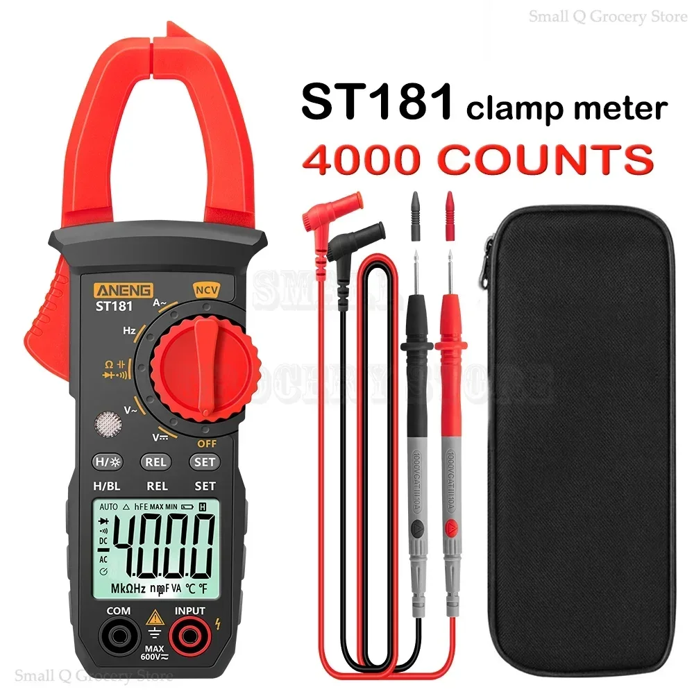 ANENG ST181 Digital Clamp Meter DC/AC Current 4000 Counts Multimeter Ammeter Voltage Tester Car Amp Hz Capacitance NCV Ohm Test