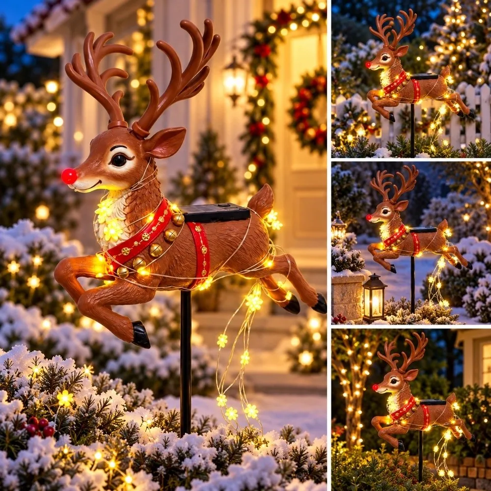 Swirling Effect Reindeer Pathway Light Waterproof LED Beads Garden Decor Lamp Long Service Life Simple To Install