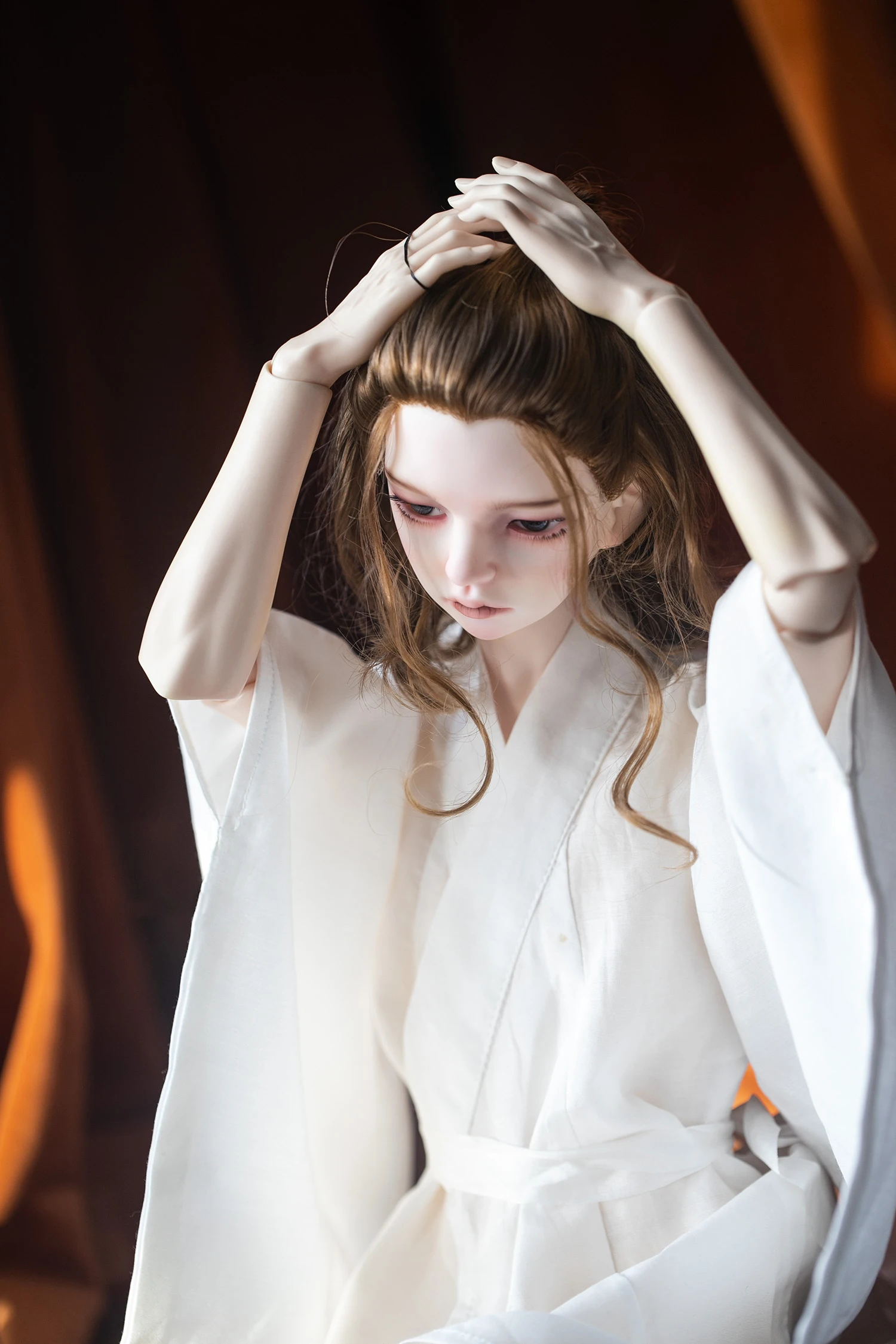 D09-P745 enfants jouet fait à la main 1/3 1/4 oncle poupée BJD/SD poupée perruque soie douce main crochet cheveux teints cheveux reliure 1 pièces