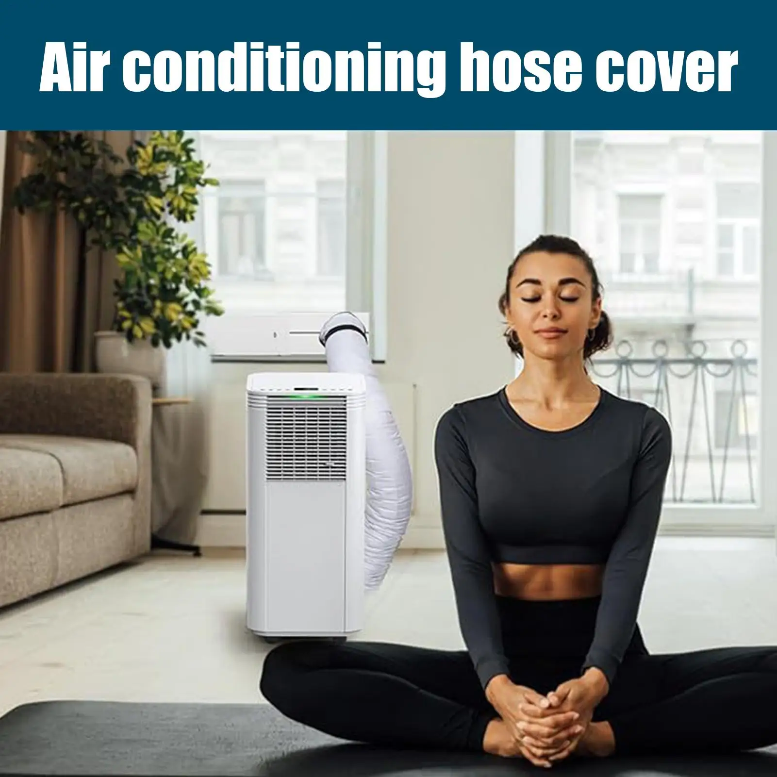 Air Conditioner Hose Cover AC Exhaust Hose Tube Cover Waterproof Sleeve with 3 Buckle Straps for Exhaust Vent Protection