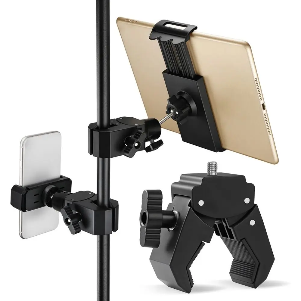 NEW 360-Degree Rotable Tablet Mount Holder 1/4 Thread Adjustable Phone Holder Universal Swivel Mount Podcasting