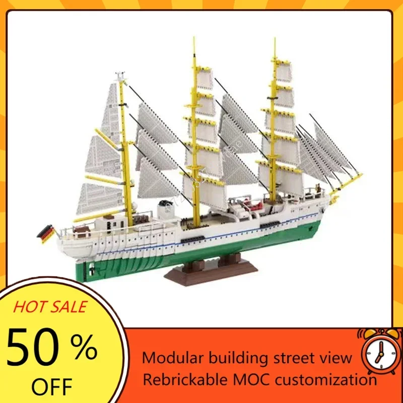 7493PCS MOC Naval Training Sailing Training Ship Gorch Fock Sailboat Model Building Blocks Bricks DIY Assembly Toys Xmas Gifts