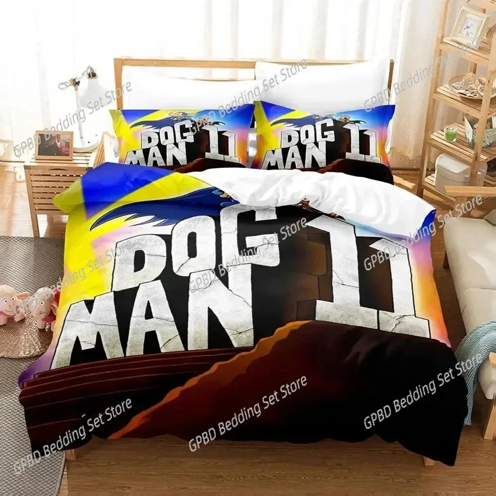 3D Print Cartoon Dog Man Bedding Set,Duvet Cover Comforter Bed Set Quilt Cover Pillowcase,King Queen Twin Size Boys Girls Adults