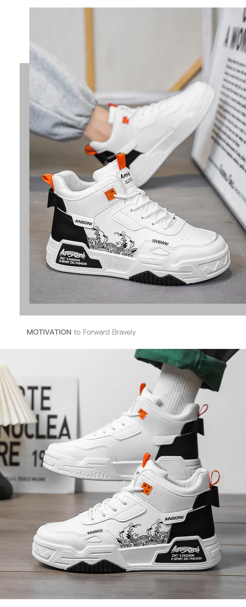 Herren-Joker-High-Top-Freizeitschuhe, Ganzjahres-Outdoor-Wanderschuhe mit weicher Sohle, Jugend-Sport-Borad-Schuhe, flache Schuhe mit dicker Sohle – Detail 15