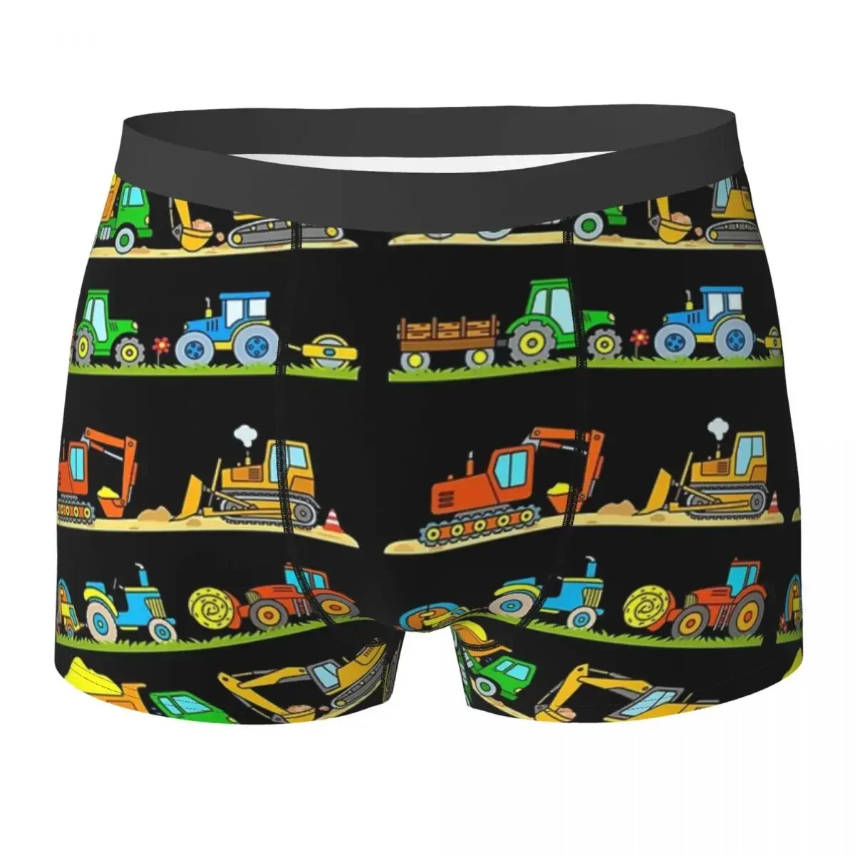 Boxer Underpants Shorts Digger Tractor Truck Hay Baler Bulldozer Construction Farm Vehicles Panties Men Ventilate Underwear