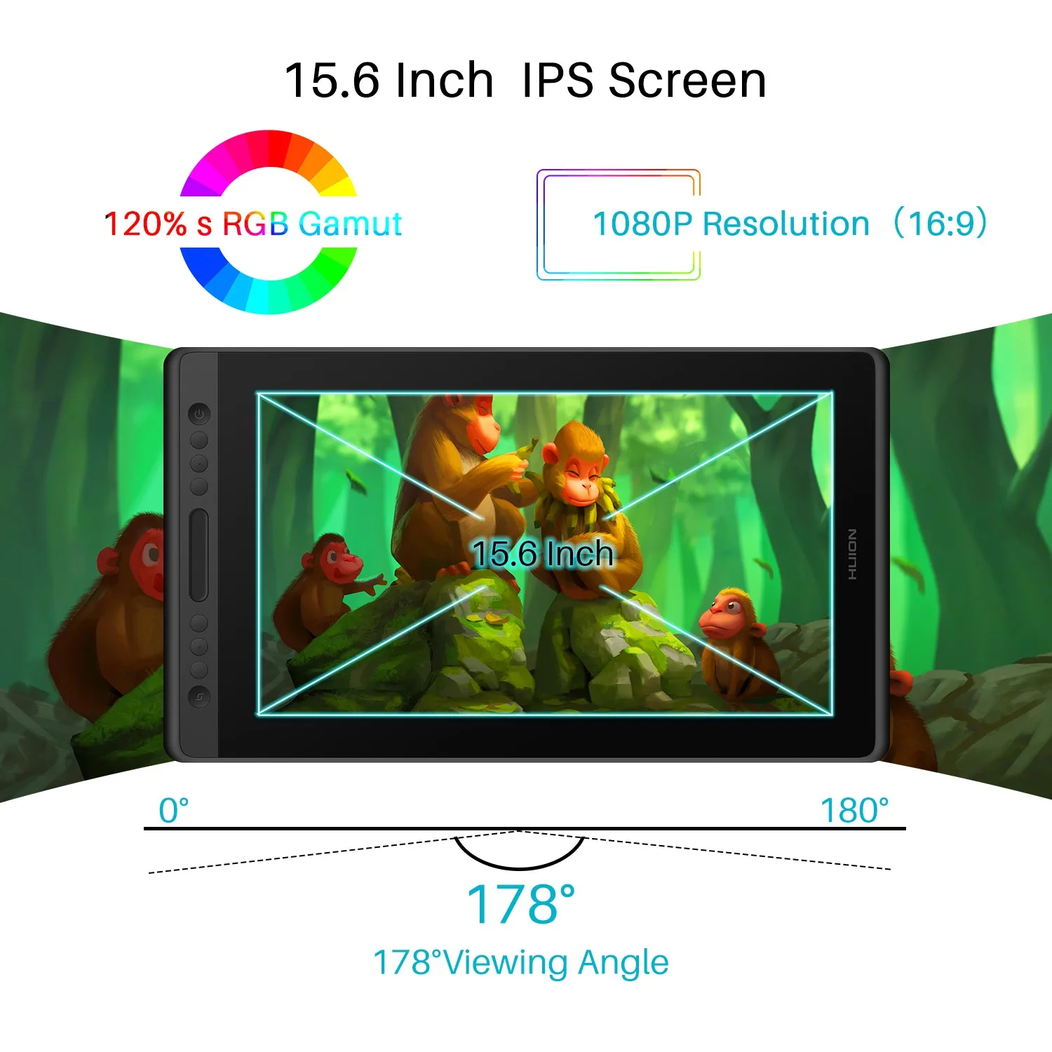Kamvas Pro 16 Portable Electromagnetic Lcd Writing Tablet  Graphic Drawing Tablet Monitor with Digital Pen