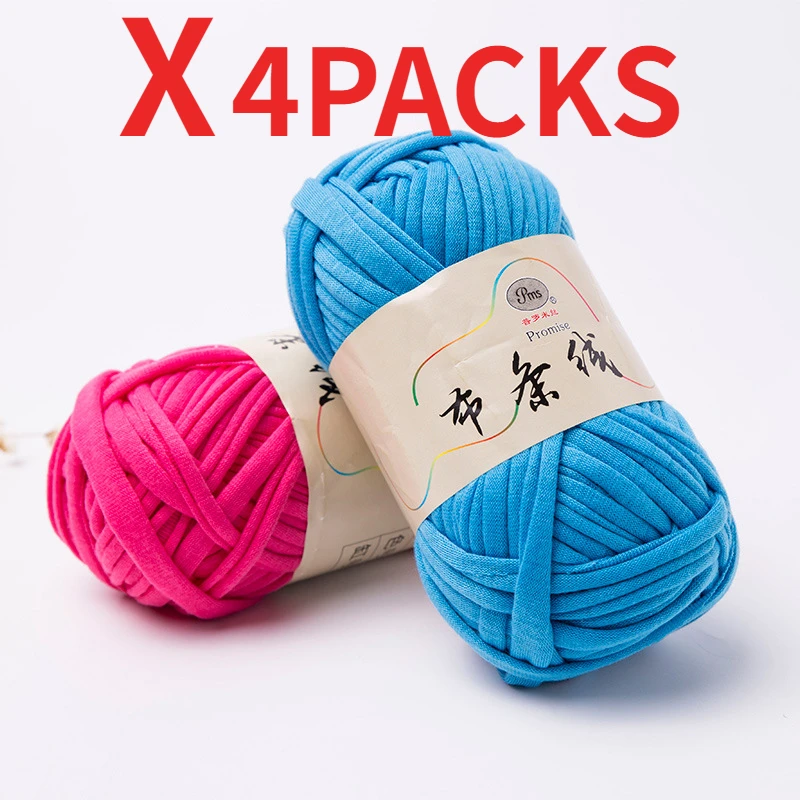 

Fabric Cloth Knitting Rope, T-Shirt Yarn, Zpagetti Ball, DIY Bag, Blanket, Cushion, Crochet Project, 120 Meter, 4Pcs