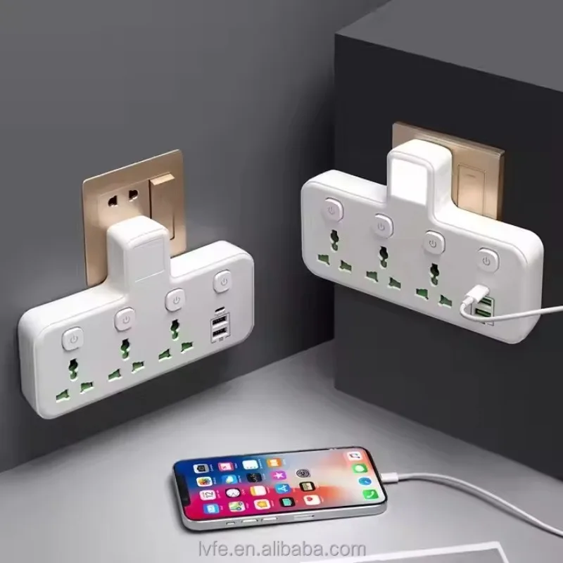 

2500W 10A 110-265V Extension Socket with 3 AC Outlets Stable Current Universal Socket Converter Power Strip