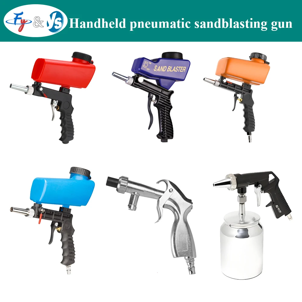 Portable Pneumatic Sandblasting Gun Set, Gravity Feed/Suction Type Sand Blaster Gun for Rust Paint Removal, Surface Treatment