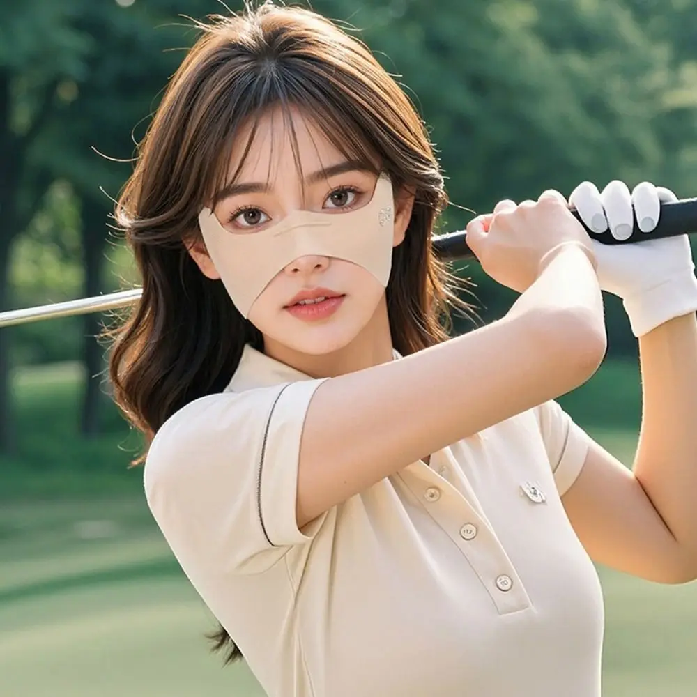

Breathable Elastic Ice Silk Mask Thin UV Protection Golf Face Mask Solid Color Sunscreen Veil Eye Protection Mask Outdoor