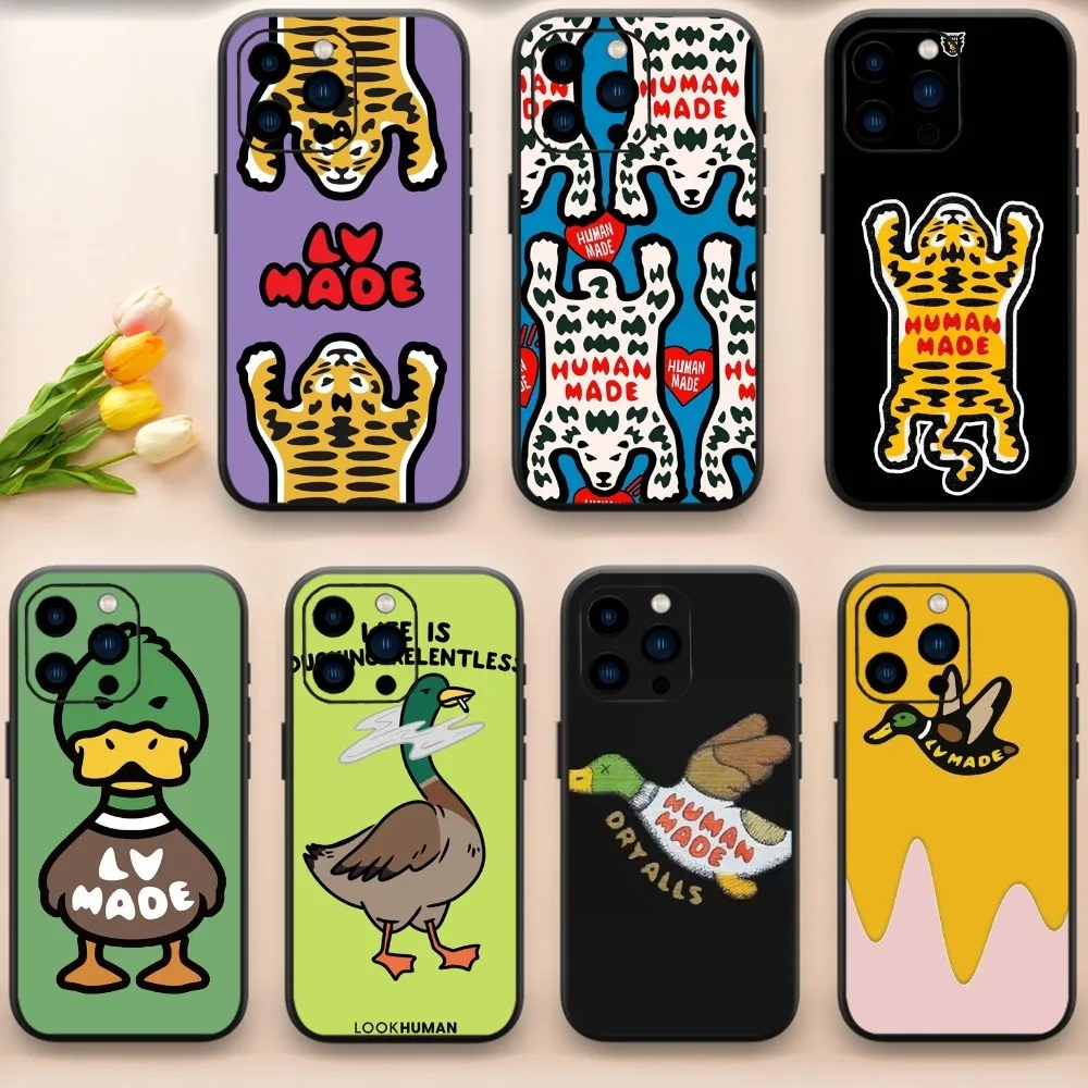 Чехол для телефона N-NIGO H-HUMAN M-MADE для iPhone 13, 14, 15, 11, 12, Mini Pro Max XR X, черный корпус