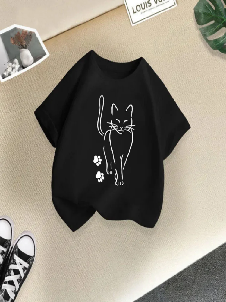 Trendy girls 'short-sleeved T-shirt – New 2026 children's summer wear: round-neck half-sleeved base layer shirt