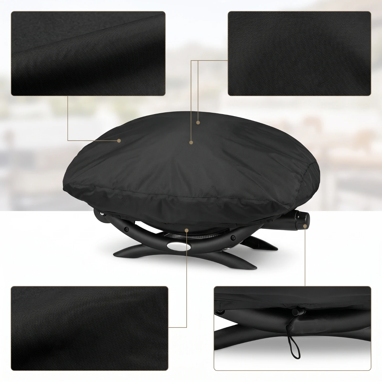 Tabletop Grill Cover with Drawstring Weatherproof Tabletop Grill Cover Weather-Resistant Sturdy for Campers, Patio, Backyard