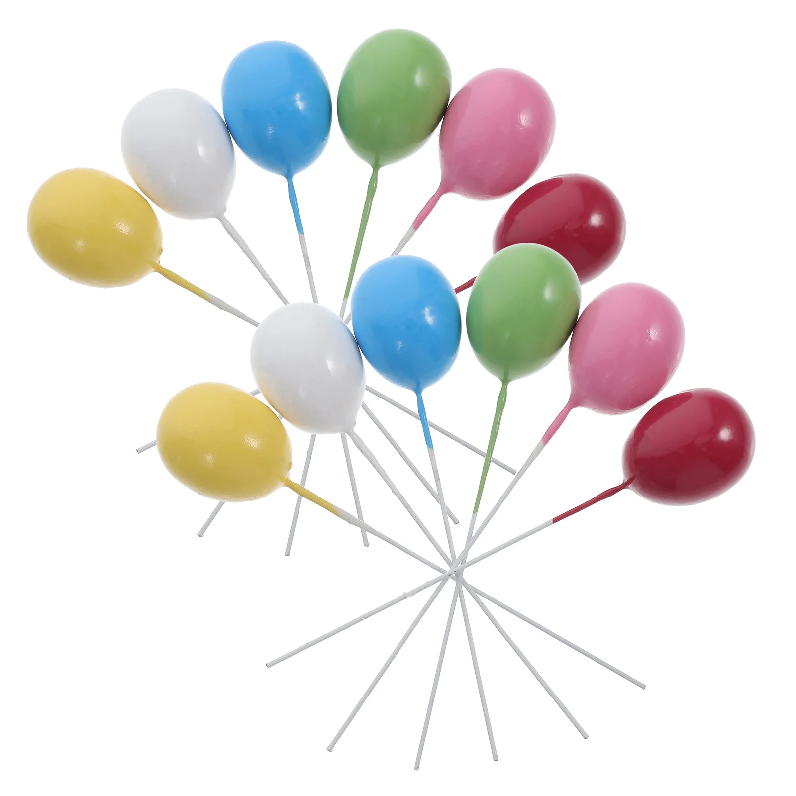 

12Pcs Balloon Shape Cupcake Toppers Cake Picks Foam Birthday Wedding Party Dessert Decoration Lightweight Inserts