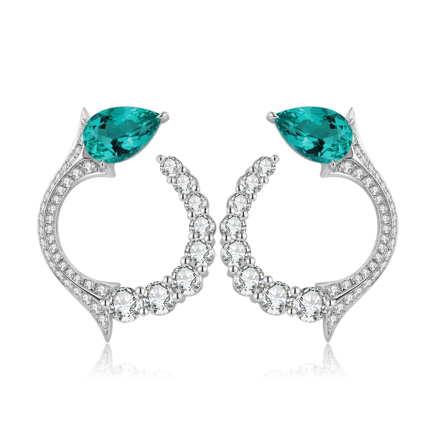 

New Products High Quality Natural Emerald Jewelry S925 White Gold Hoop Earring Emerald Green Fashion Earrings for Girl