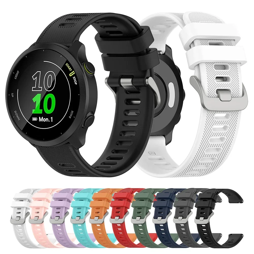 Correa de silicona de 20mm para reloj inteligente Garmin Forerunner 55 158 245 645 para Garmin Vivoactive 5 Venu SQ