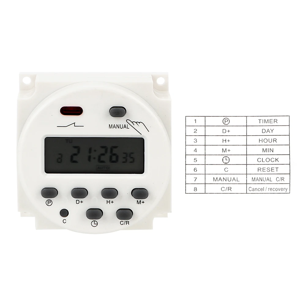 DIYWORK AC 220-250V Auto On/Off Relay Daily Weekly Programmable Timer Time Control Switch Digital LCD Electronic