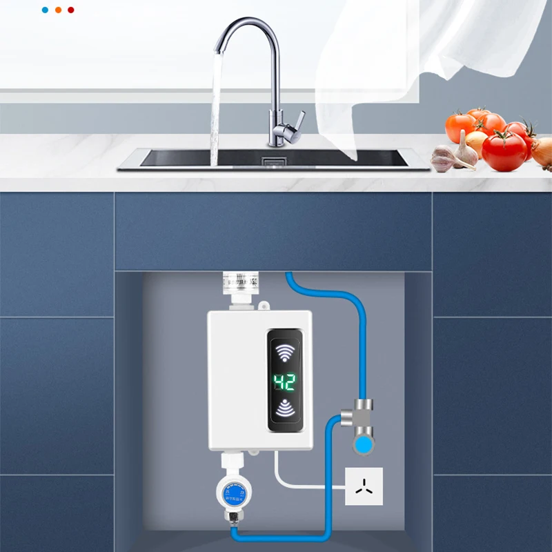 3000W 220V Water Heater Bathroom Kitchen Instant Electric Hot Water Heater Tap Temperature Display Faucet Shower Tankless Tap