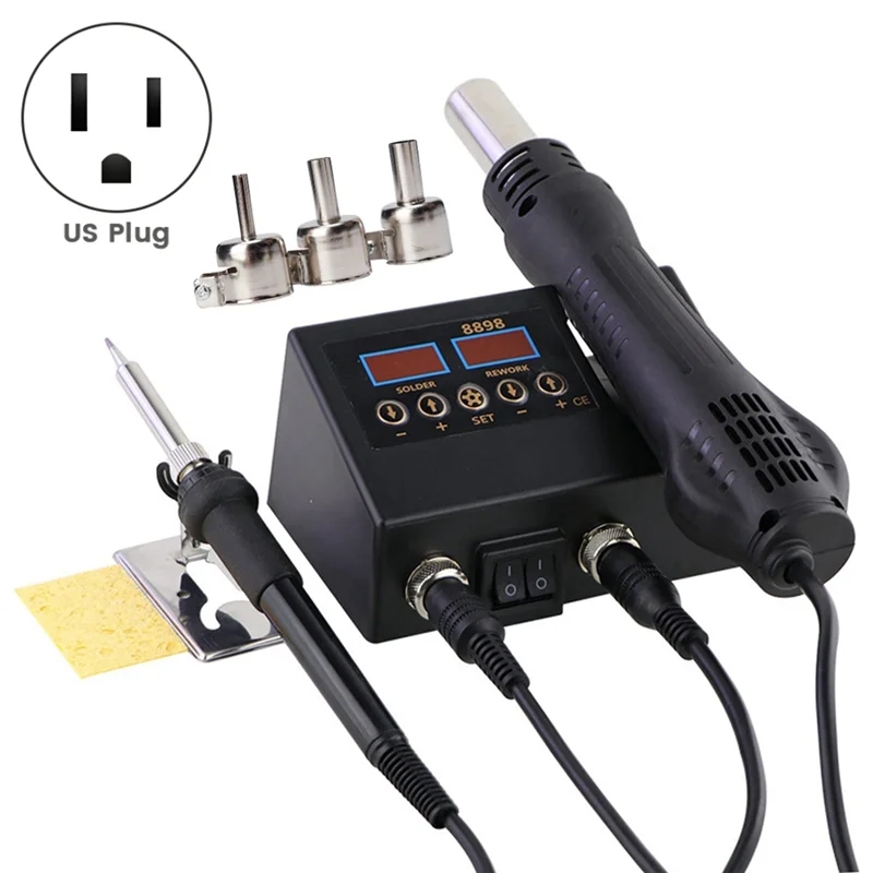 AB46-Soldering Iron Hot Air 2-In-1 BGA Rework Solder Station Desoldering Repair For Cell-Phone PCB IC Welding Tools