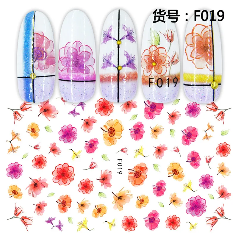 3D Dandelion Peach Blossom Maple Leaf Nail Sticker Nail Art Decoration Color Flower Nail Decal Nail Art Supplies Nail Parts