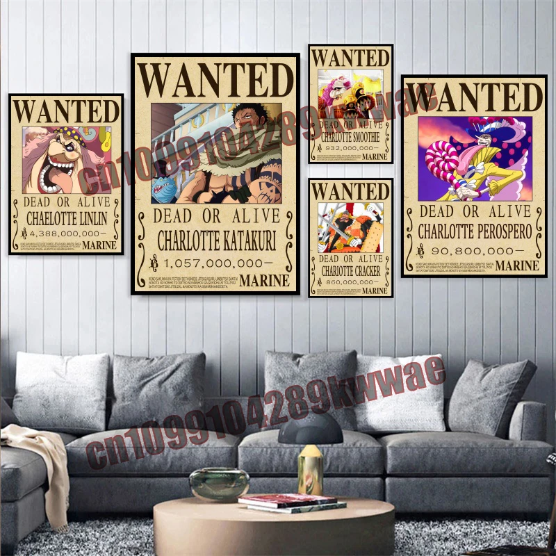 

Anime One Piece Aunt Group + Old Straw Hat Group Rewards Poster High-quality Art Canvas Paintings Suitable for Home Decoration